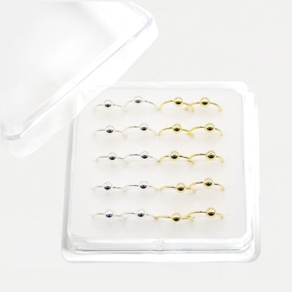 Silver Mixed Metal Ball Nose Ring - 8mm & 10mm