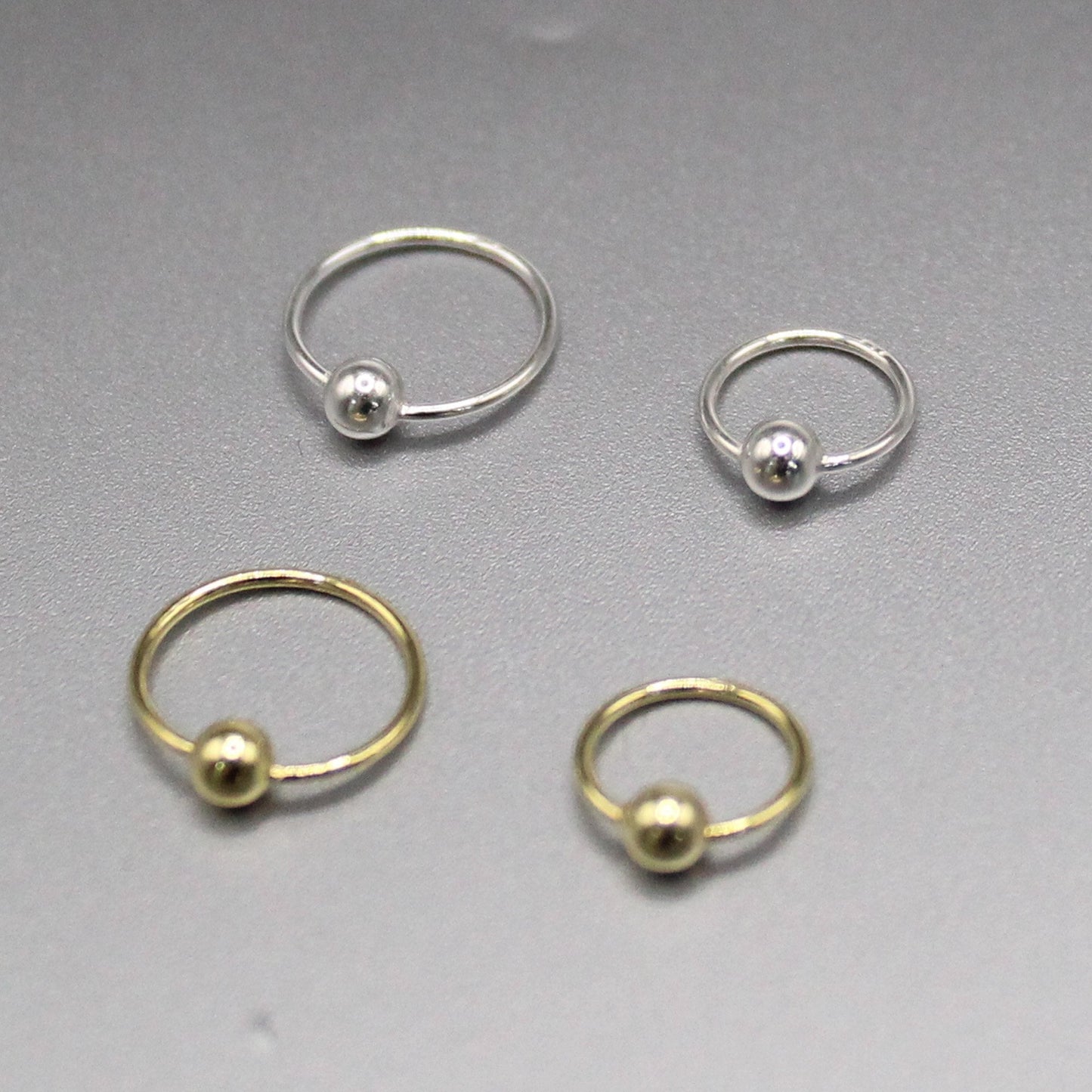 Silver Mixed Metal Ball Nose Ring - 8mm & 10mm