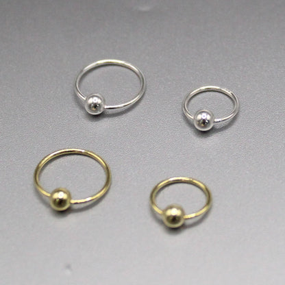 Silver Mixed Metal Ball Nose Ring - 8mm & 10mm