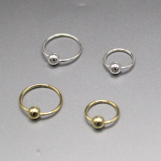 Silver Mixed Metal Ball Nose Ring - 8mm & 10mm