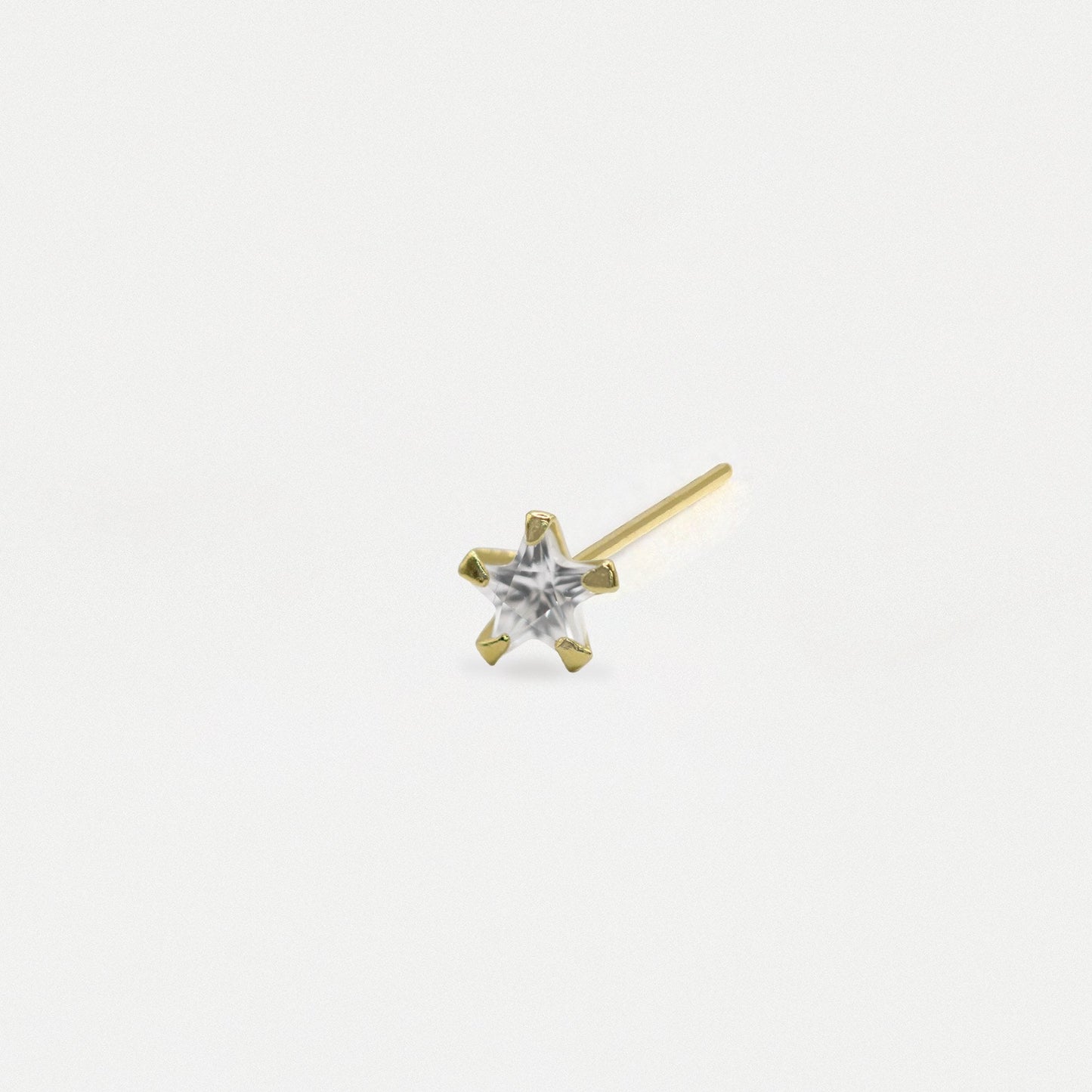 Gold Plated Silver Clear Clawset Star Nose Pins - 3mm