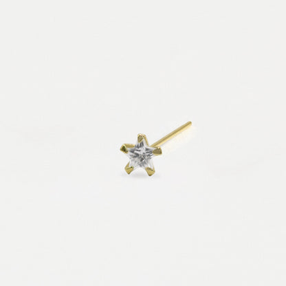 Gold Plated Silver Clear Clawset Star Nose Pins - 3mm