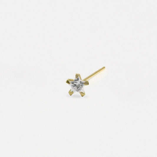 Gold Plated Silver Clear Clawset Star Nose Pins - 3mm