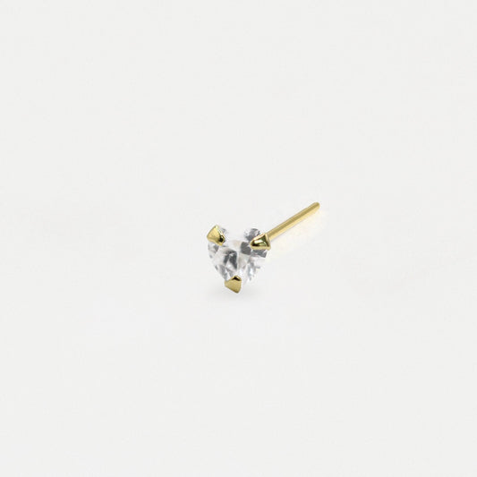 Gold Plated Silver Clear Clawset Heart Nose Pins - 3mm