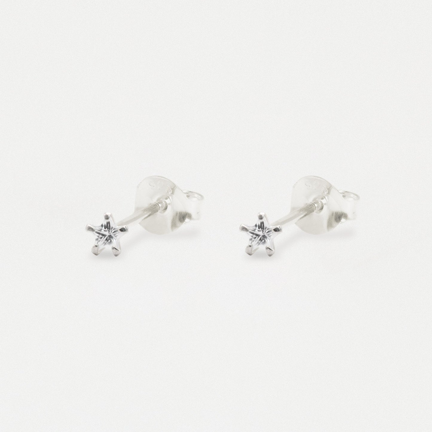 Boxed Silver Star Clear CZ Studs - 3mm