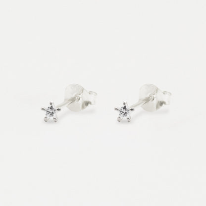 Boxed Silver Star Clear CZ Studs - 3mm