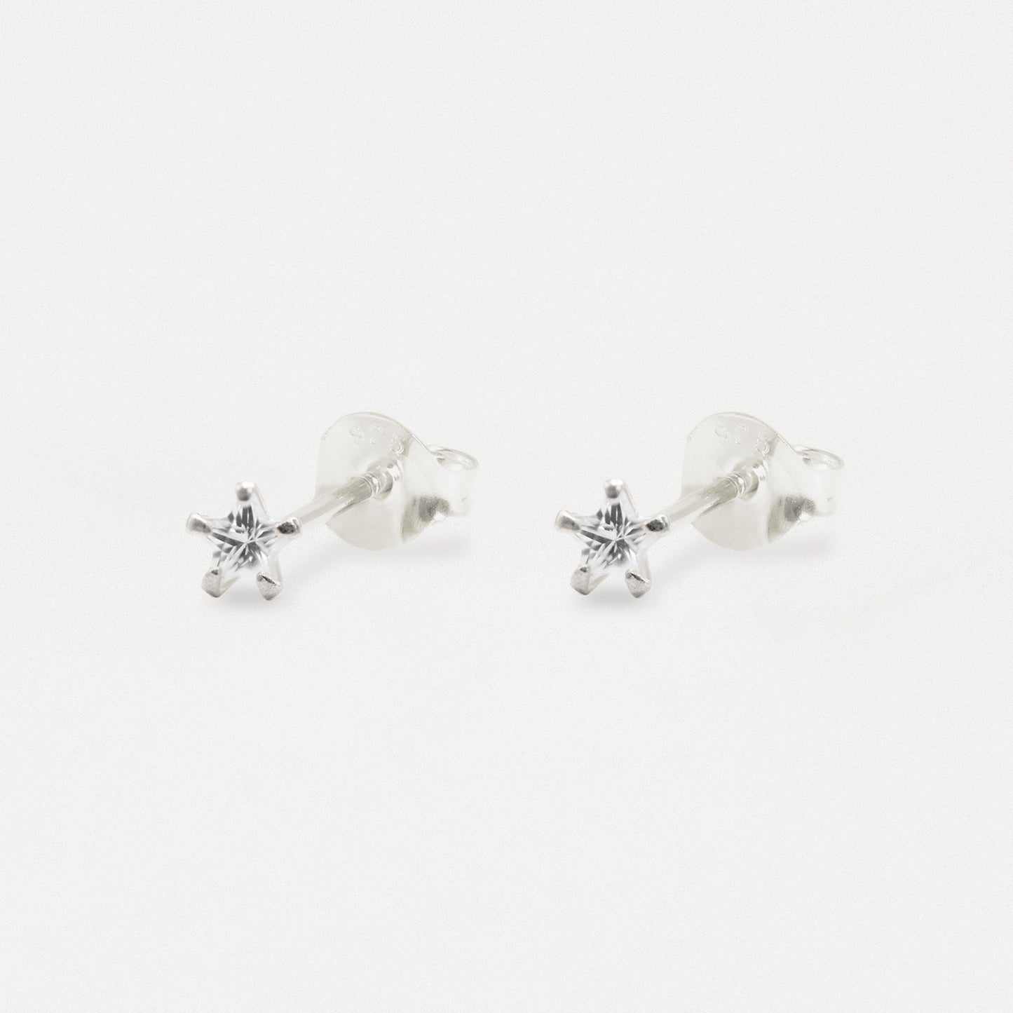 Boxed Silver Star Clear CZ Studs - 4mm