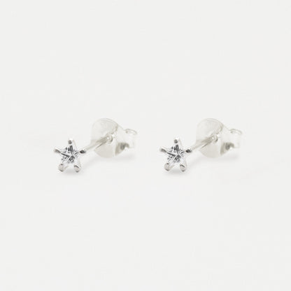 Boxed Silver Star Clear CZ Studs - 4mm