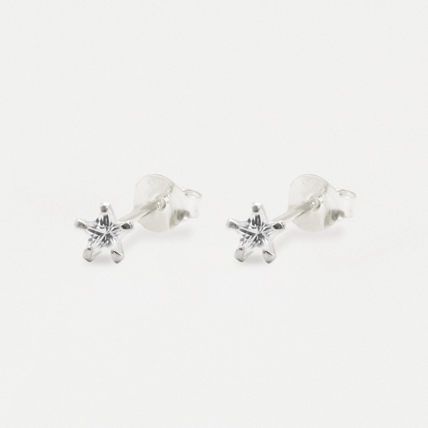 Boxed Silver Star Clear CZ Studs - 5mm