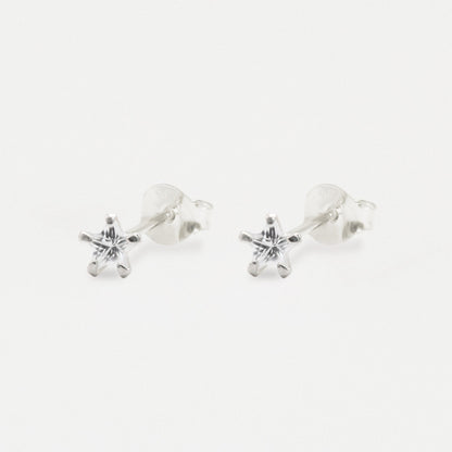 Boxed Silver Star Clear CZ Studs - 5mm