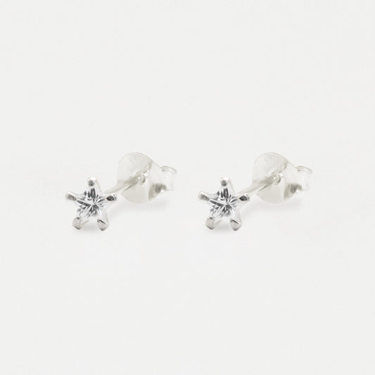 Boxed Silver Star Clear CZ Studs - 5mm