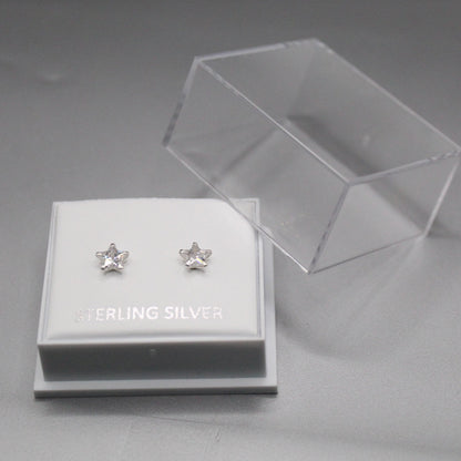 Boxed Silver Star Clear CZ Studs - 5mm