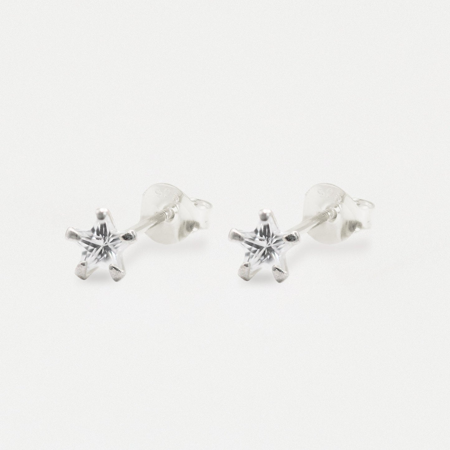 Boxed Silver Star Clear CZ Studs - 6mm