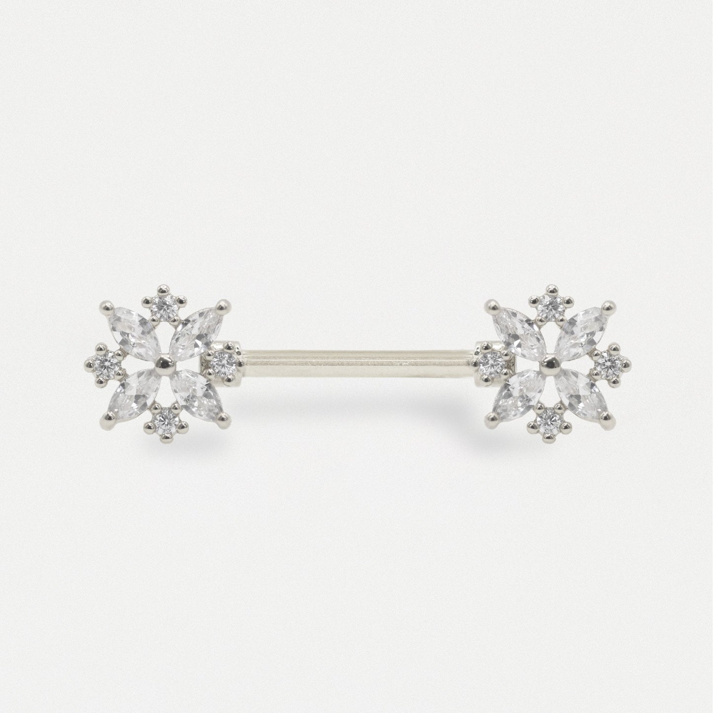 Steel Bloom Crystal Nipple Bar