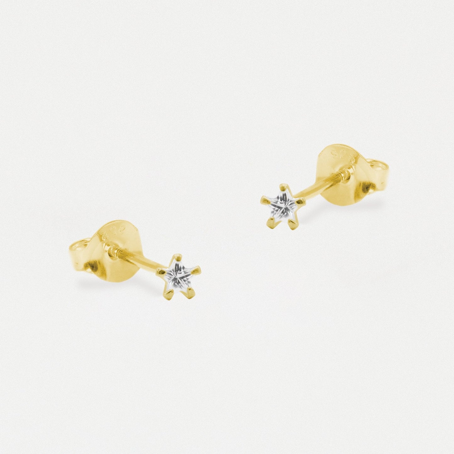 Boxed Gold Plated Star Clear CZ Studs - 3mm
