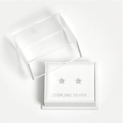 Boxed Gold Plated Star Clear CZ Studs - 4mm