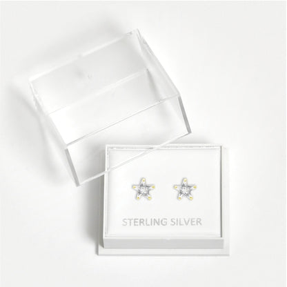 Boxed Gold Plated Star Clear CZ Studs - 6mm