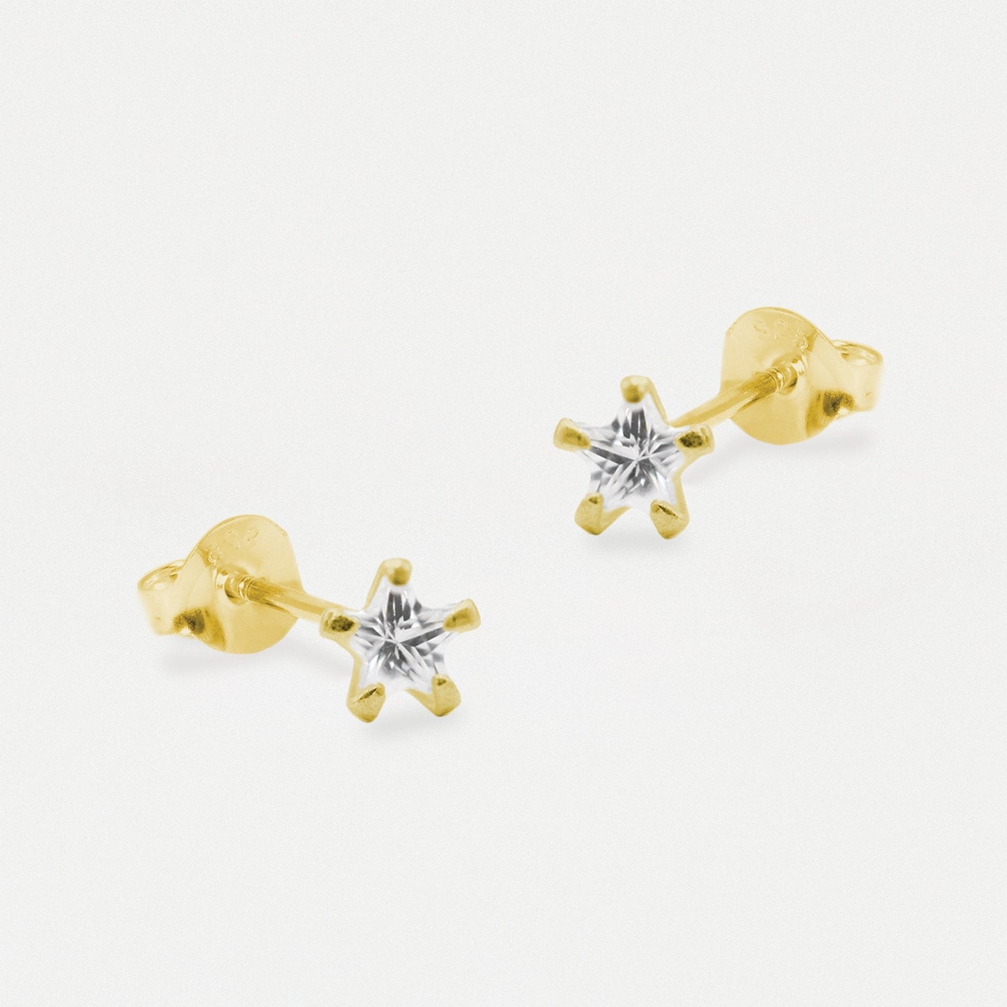 Boxed Gold Plated Star Clear CZ Studs - 6mm