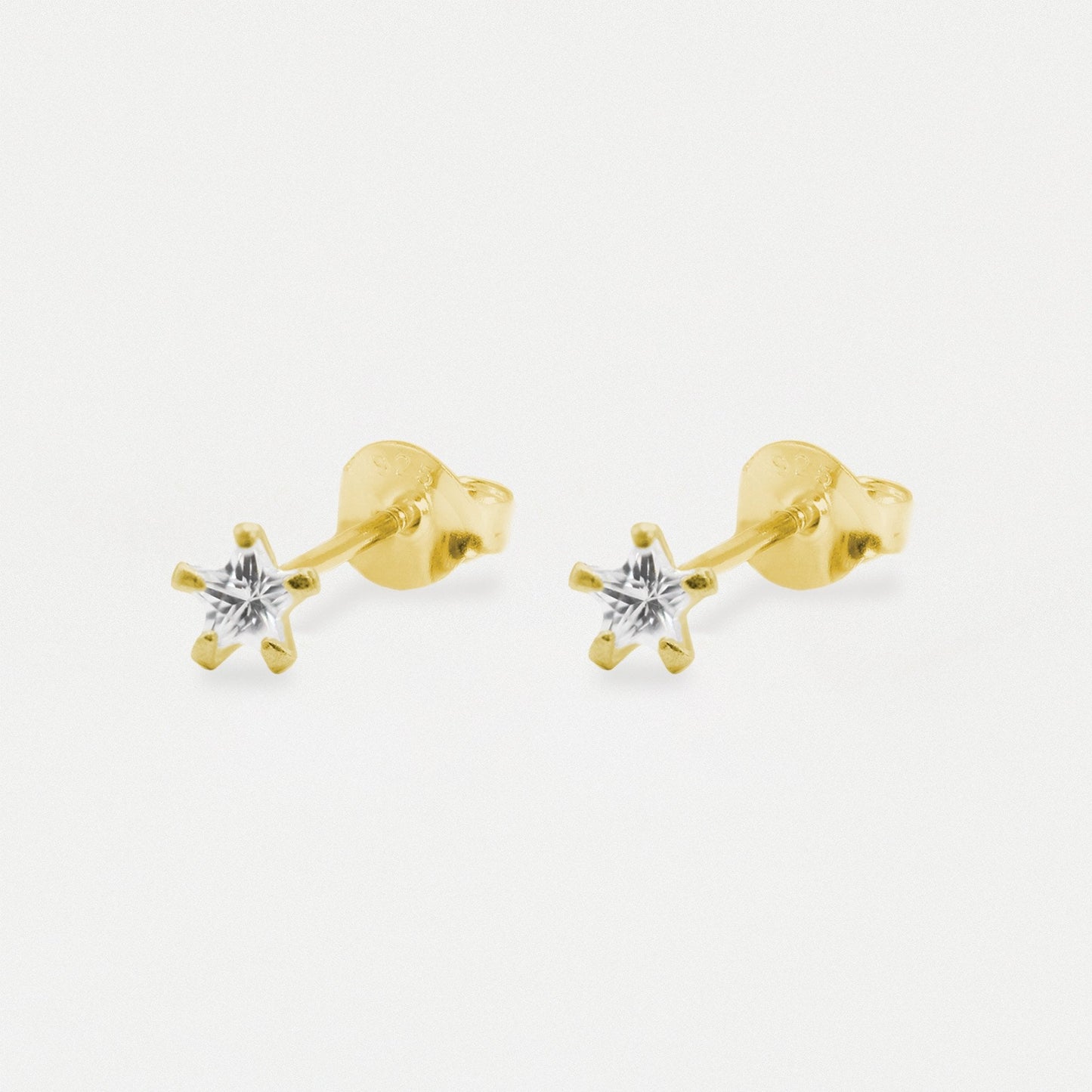 Gold Plated Star Clear CZ Ear Studs 3mm - 6mm