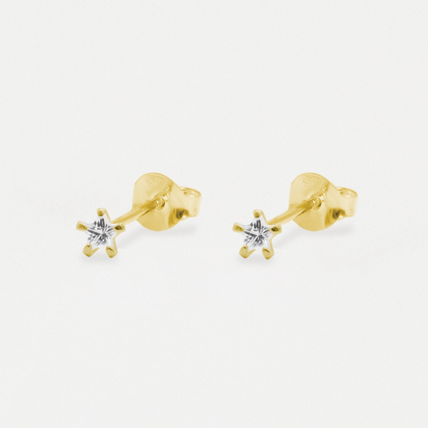 Gold Plated Star Clear CZ Ear Studs 3mm - 6mm