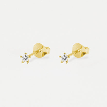 Gold Plated Star Clear CZ Ear Studs 3mm - 6mm