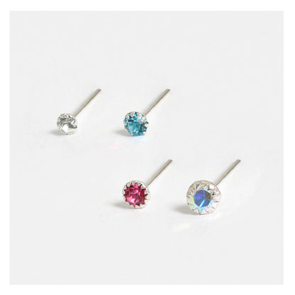Silver Clawset Gem Nose Pins, Assorted Colours, Various Sizes