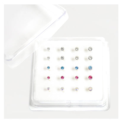 Silver Clawset Gem Nose Pins, Assorted Colours, Various Sizes