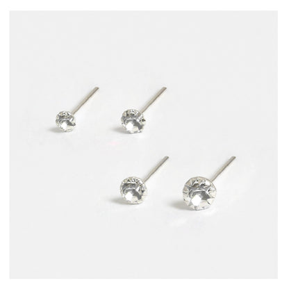 Silver Clear Clawset Gem Nose Pins, Various Sizes