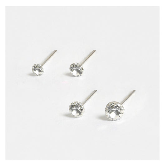 Silver Clear Clawset Gem Nose Pins, Various Sizes
