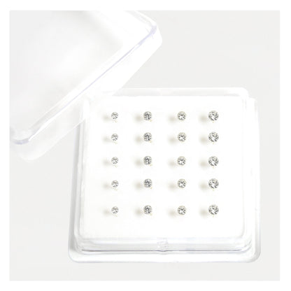 Silver Clear Clawset Gem Nose Pins, Various Sizes