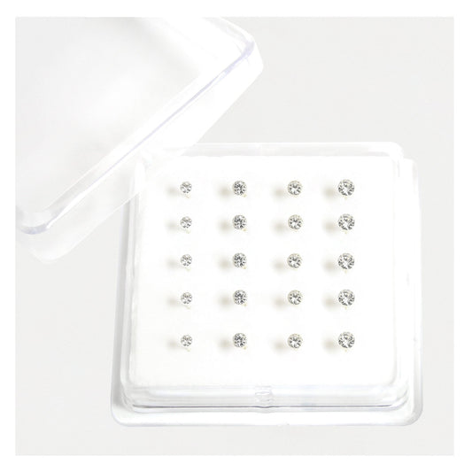 Silver Clear Clawset Gem Nose Pins, Various Sizes