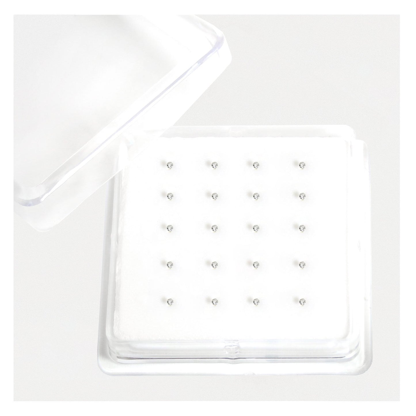 Silver Clear Crystal Gemset Nose Pins - 1mm