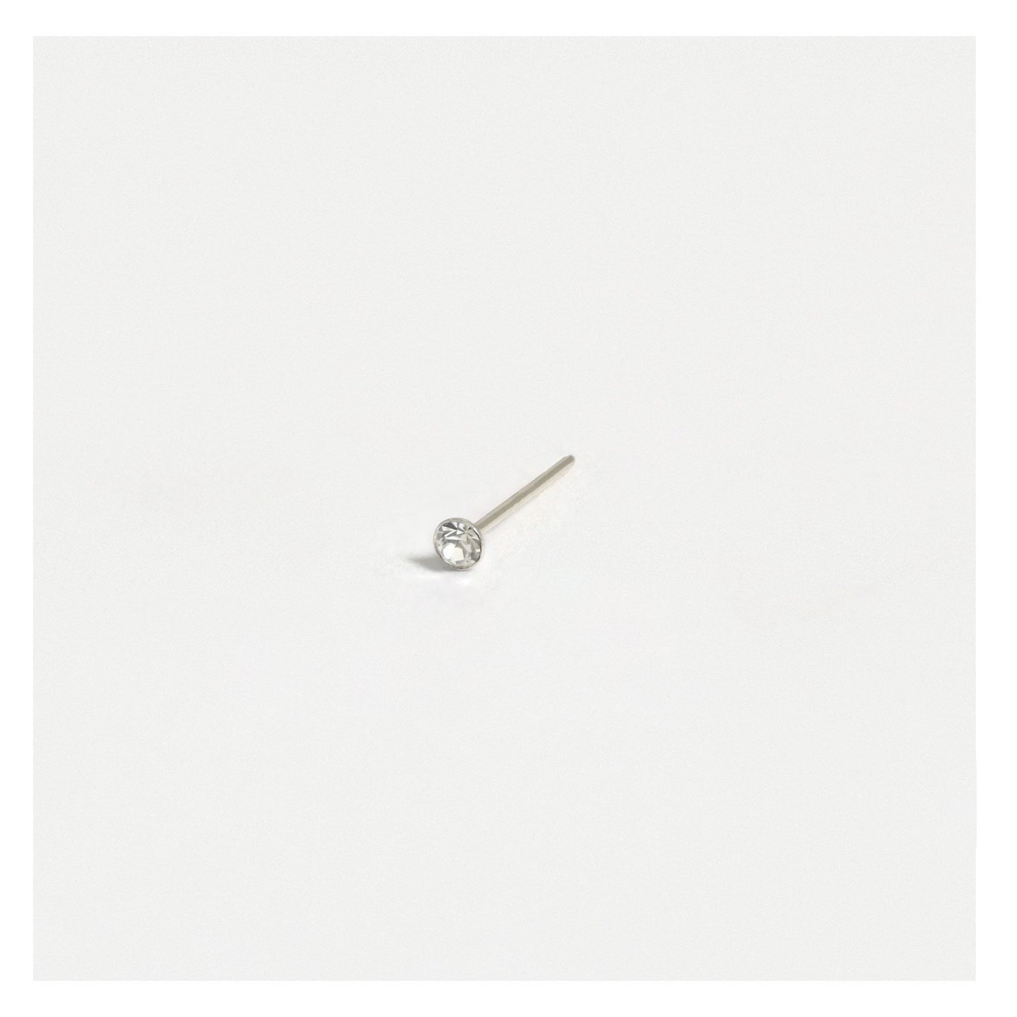 Silver Clear Crystal Gemset Nose Pins - 1mm