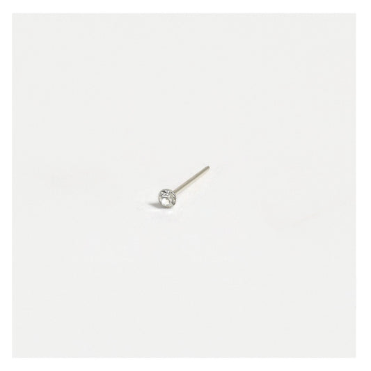 Silver Clear Crystal Gemset Nose Pins - 1mm
