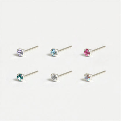 Silver Square Clawset Nose Pins - 1.5mm, (Single Colour Boxes)