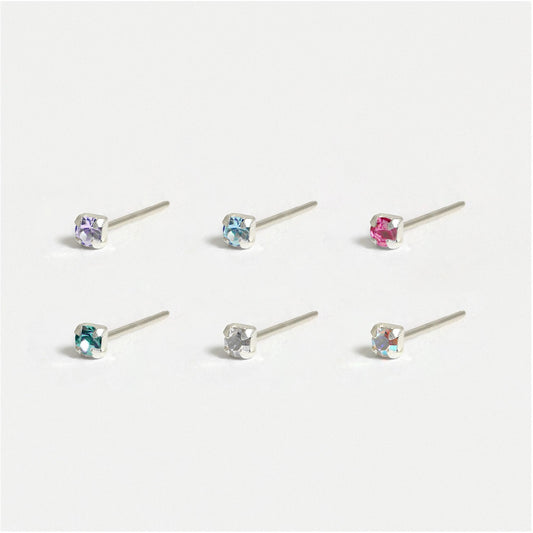 Silver Square Clawset Nose Pins - 1.5mm, (Single Colour Boxes)