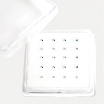 Silver Round Clawset Nose Pins - 1.5mm, Assorted Colours