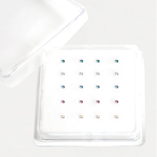 Silver Round Clawset Nose Pins - 1.5mm, Assorted Colours