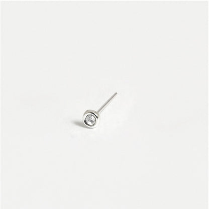 Silver Round Clear Crystal Bezel Set Nose Pins - 3mm