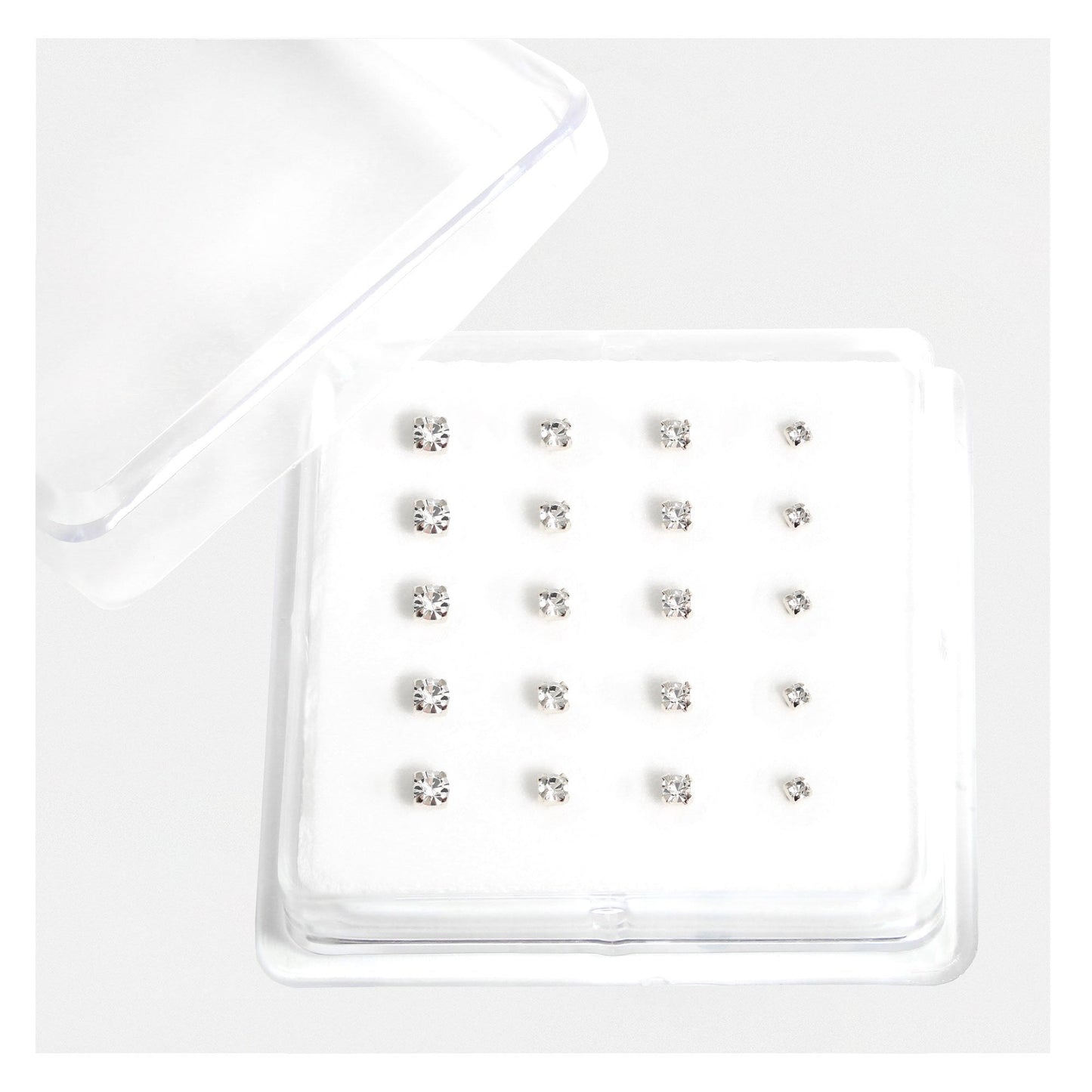 Silver Clear Clawset Nose Pins - Various Sizes
