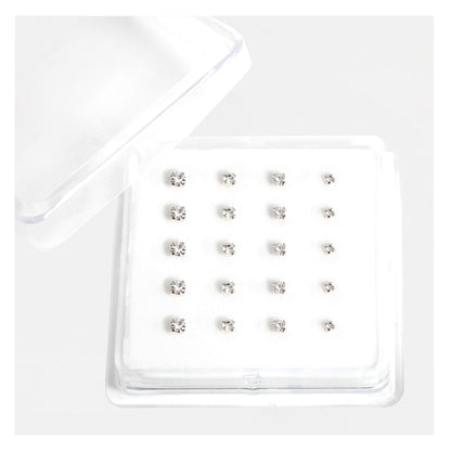 Silver Clear Clawset Nose Pins - Various Sizes