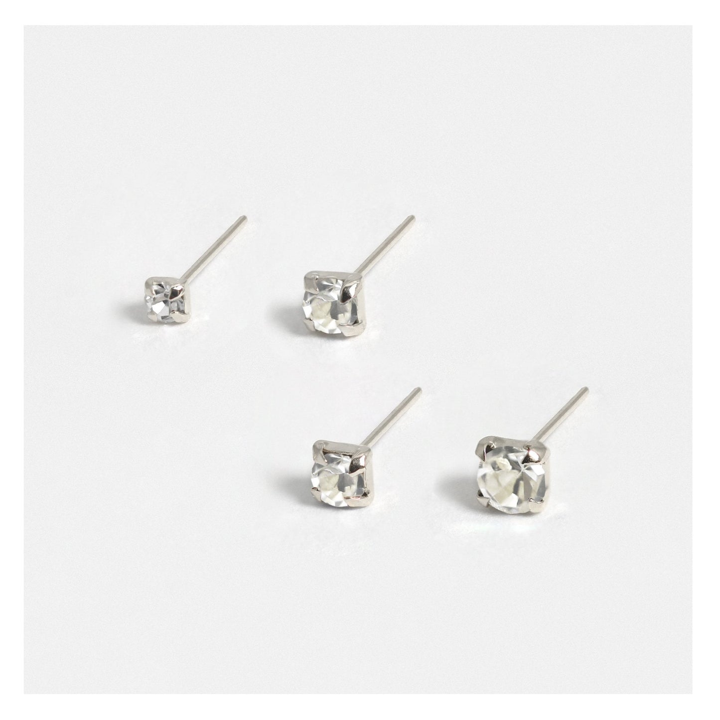 Silver Clear Clawset Nose Pins - Various Sizes