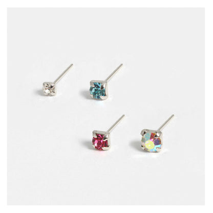Silver Clawset Nose Pins - Various Sizes, Assorted Colours