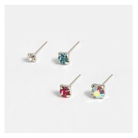 Silver Clawset Nose Pins - Various Sizes, Assorted Colours