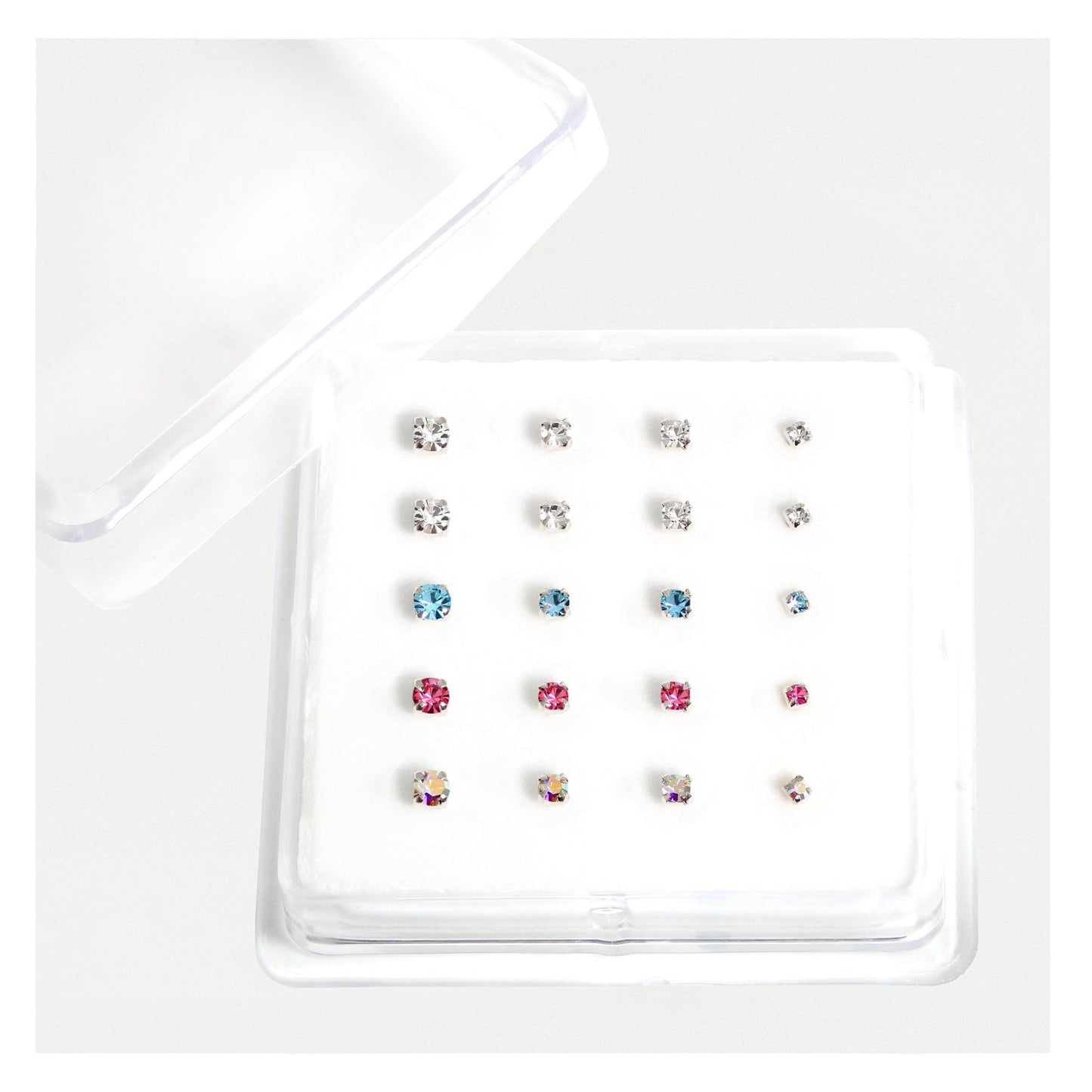 Silver Clawset Nose Pins - Various Sizes, Assorted Colours