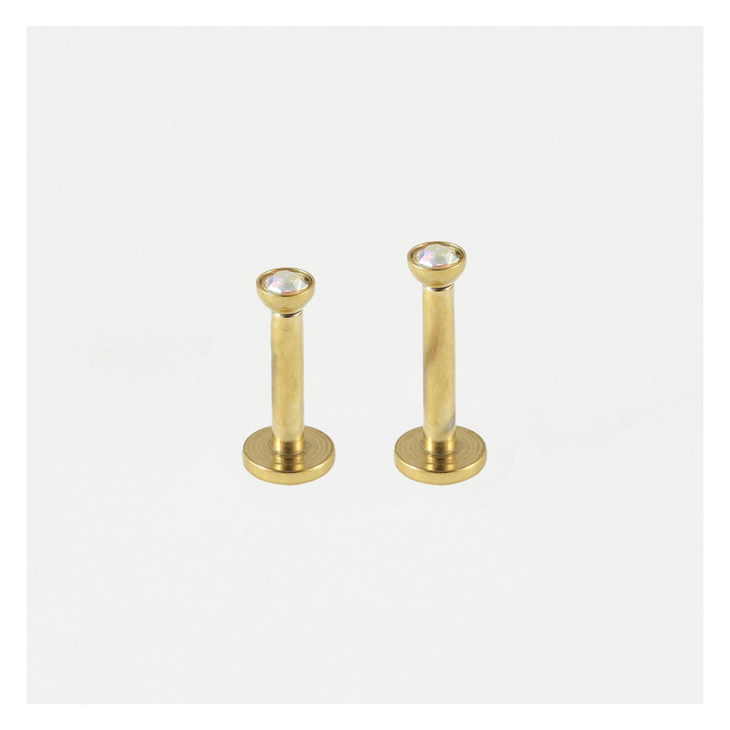 Gold PVD Steel Bezel-Set Gem Labret - 1.2mm - Internally Threaded