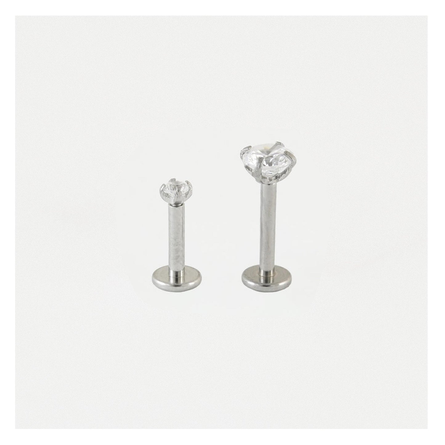Steel Clawset Jewelled Round Labret - 1.2mm - Internally Threaded - Multi-Size Gem Tops