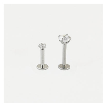 Steel Clawset Jewelled Round Labret - 1.2mm - Internally Threaded - Multi-Size Gem Tops