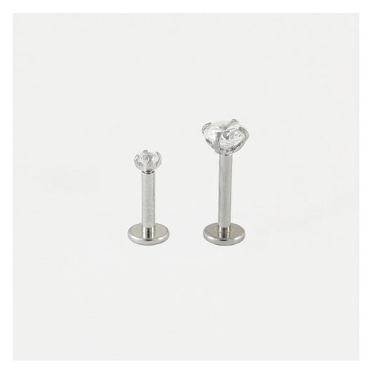 Steel Clawset Jewelled Round Labret - 1.2mm - Internally Threaded - Multi-Size Gem Tops