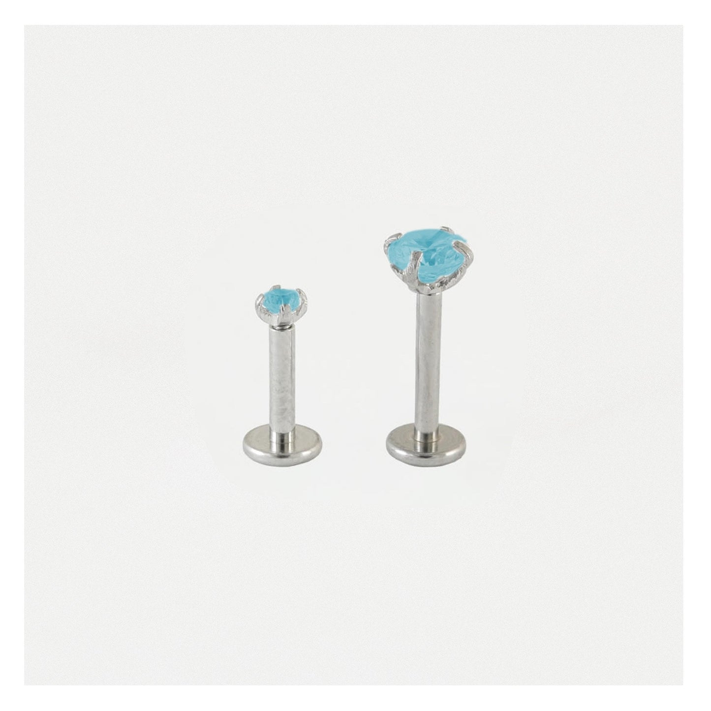 Steel Clawset Jewelled Round Labret - 1.2mm - Internally Threaded - Multi-Size Gem Tops